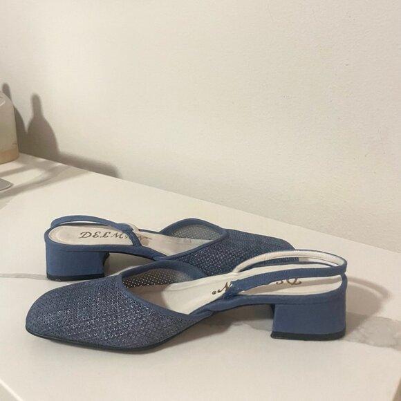 Delmar Slingback Blue Kitten Heels m - size 7 1/2 🇺🇸 - Picture 8 of 9